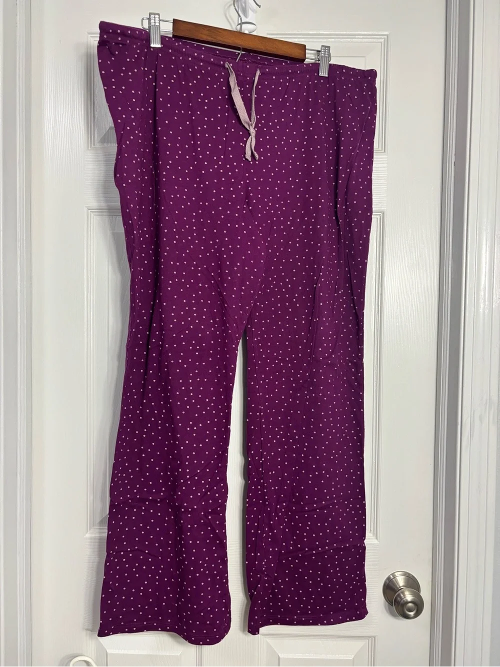 Women's Lavender long sleeve & Plum Polka Dot pajama pants set